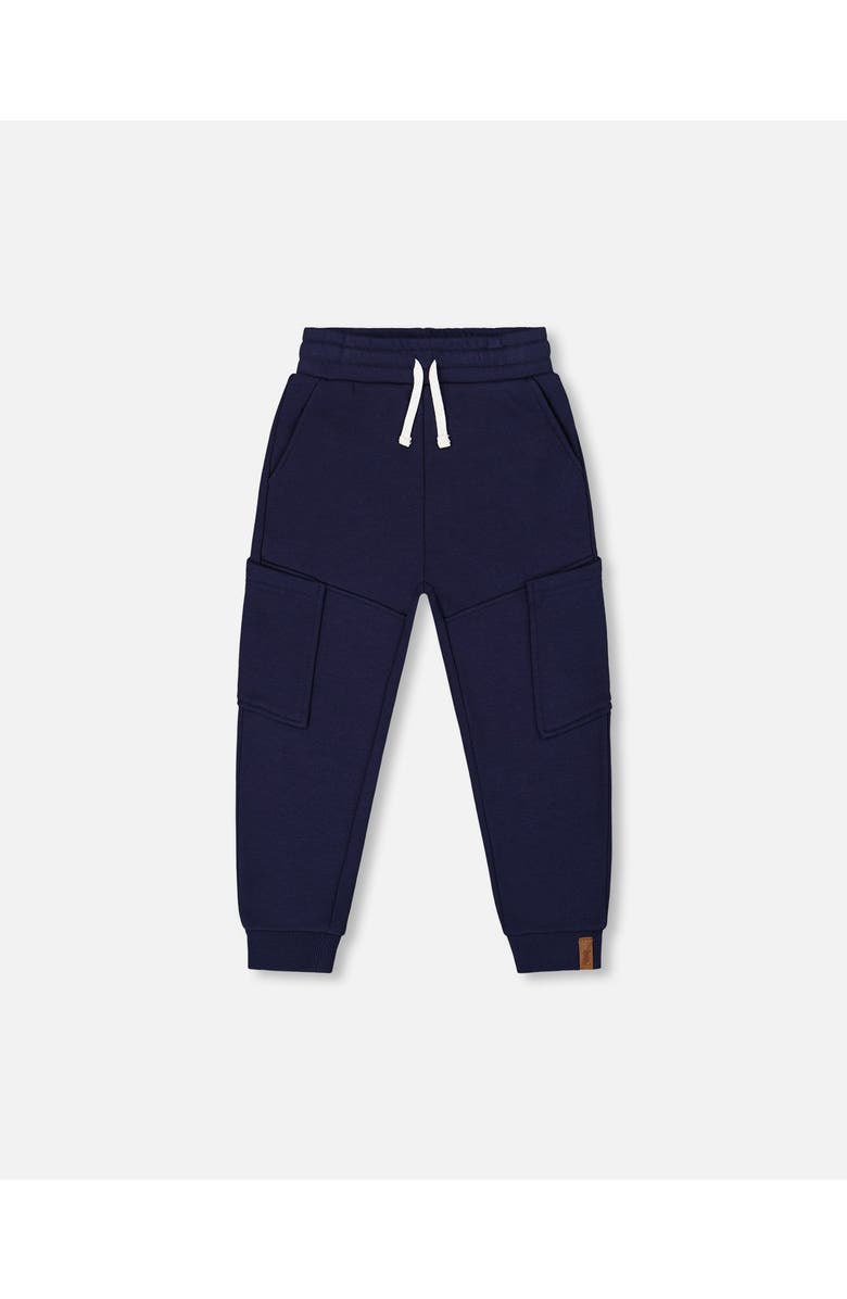 Deux par Deux Boy's French Terry Sweatpants With Side Pockets Navy Blue, Main, color,