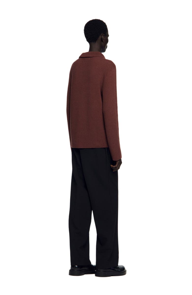 SANDRO Waffle-knit shirt, Alternate, color, Chocolate