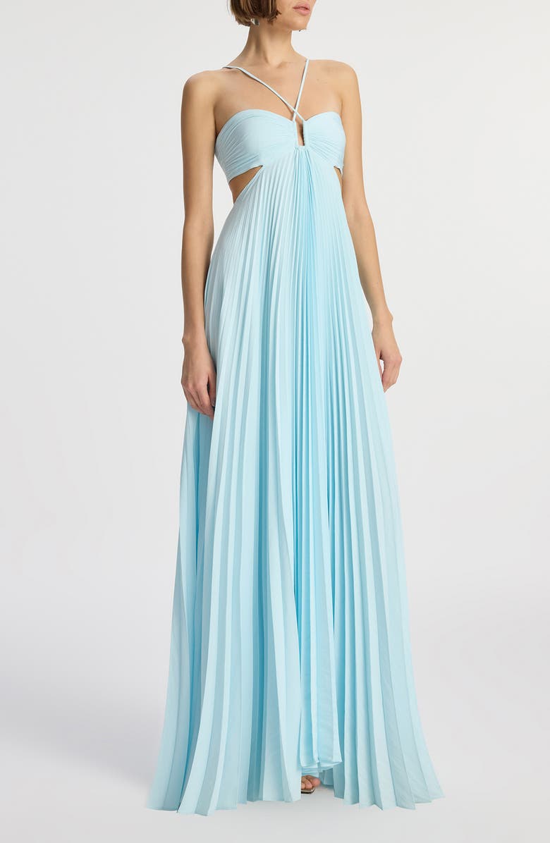 A.L.C. Moira Pleated Halter Maxi Dress, Alternate, color, 