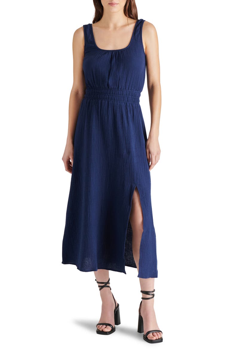 Makena Cotton Gauze Maxi Dress, Main, color, NAVY