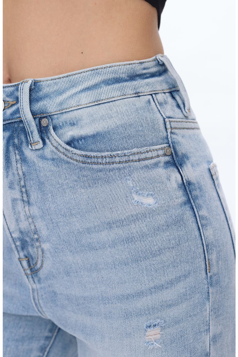 High Waist Raw Hem Ripped Straight Leg Jeans, Alternate, color, CAMBRIDGE