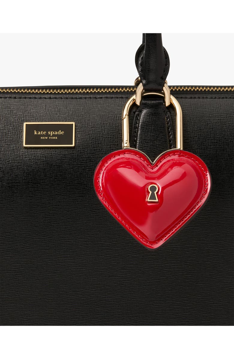 Kate Spade New York key to my heart patent leather bag charm, Alternate, color, Cherry Rouge