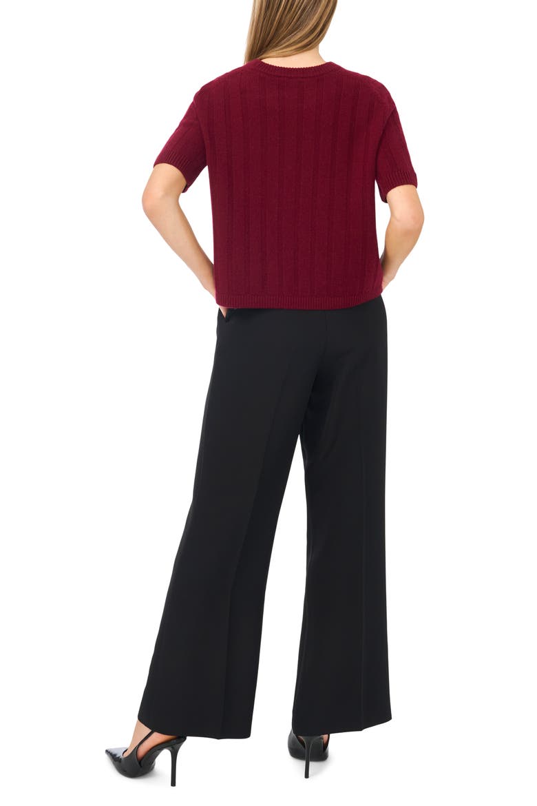 Short Sleeve Cashmere Rib Sweater, Alternate, color, BAROLO