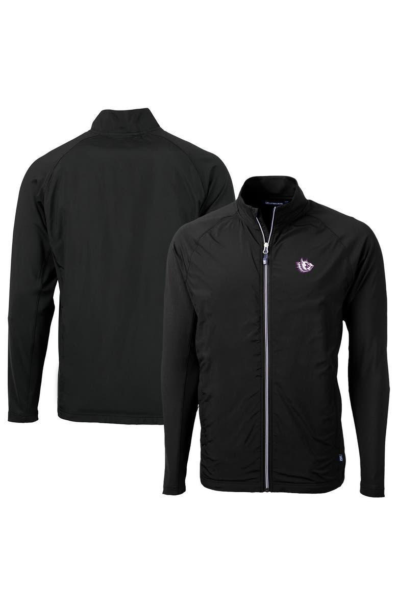 Cutter & Buck Men's Cutter & Buck Black TCU Horned Frogs Adapt Eco Knit Hybrid Recycled Big & Tall Full-Zip Jacket, Main, color, 
