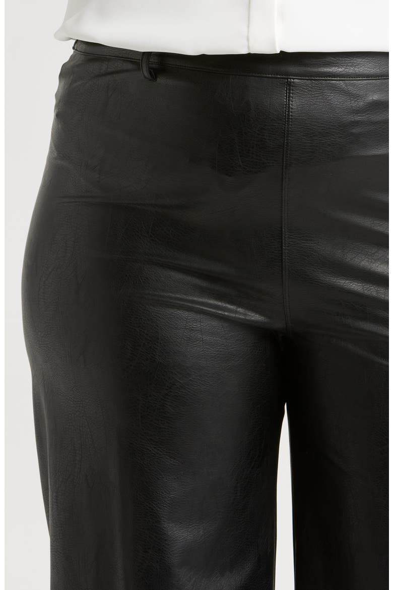 'Lyssentials High Waist Faux Leather Wide Leg Pants, Alternate, color, KOHL BLACK
