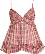 BDG Urban Outfitters Clara Mix Print Ruffle Trim Top