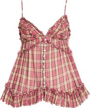 BDG Urban Outfitters Clara Mix Print Ruffle Trim Top