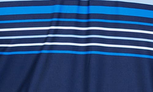 Tailorbyrd Engineered Stripe Performance Polo In Blue
