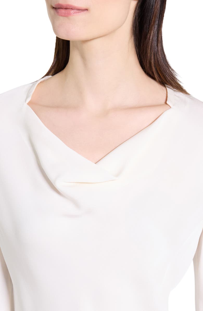 Theory Cowl Neck Silk Top, Alternate, color, Ivory