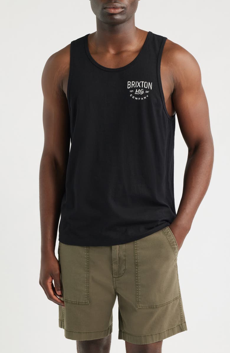 Brixton Fremont Logo Tank Top, Main, color, Black