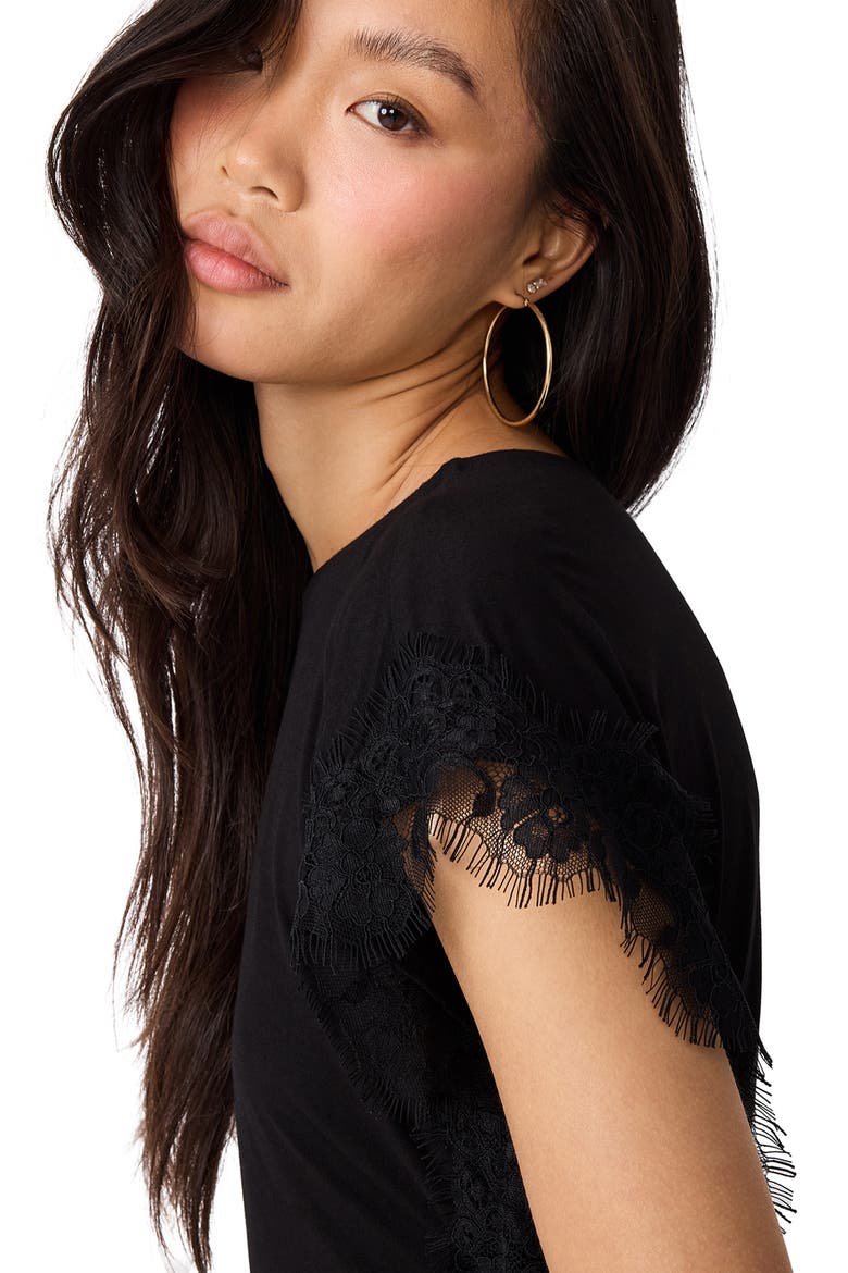 Paloma Lace Sleeve Knit Top, Alternate, color, BLACK
