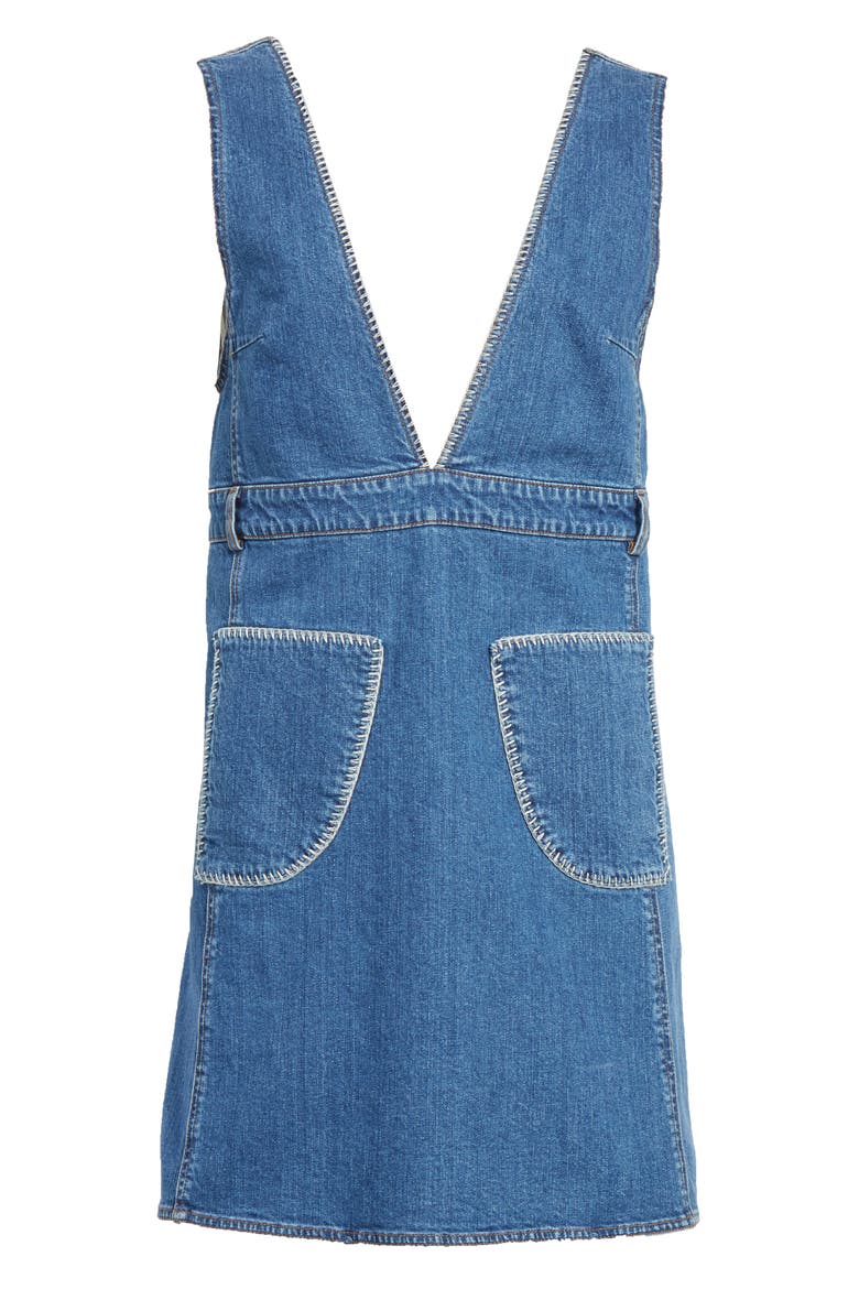 Denim Overall Dress, Alternate, color, SHADY COBALT