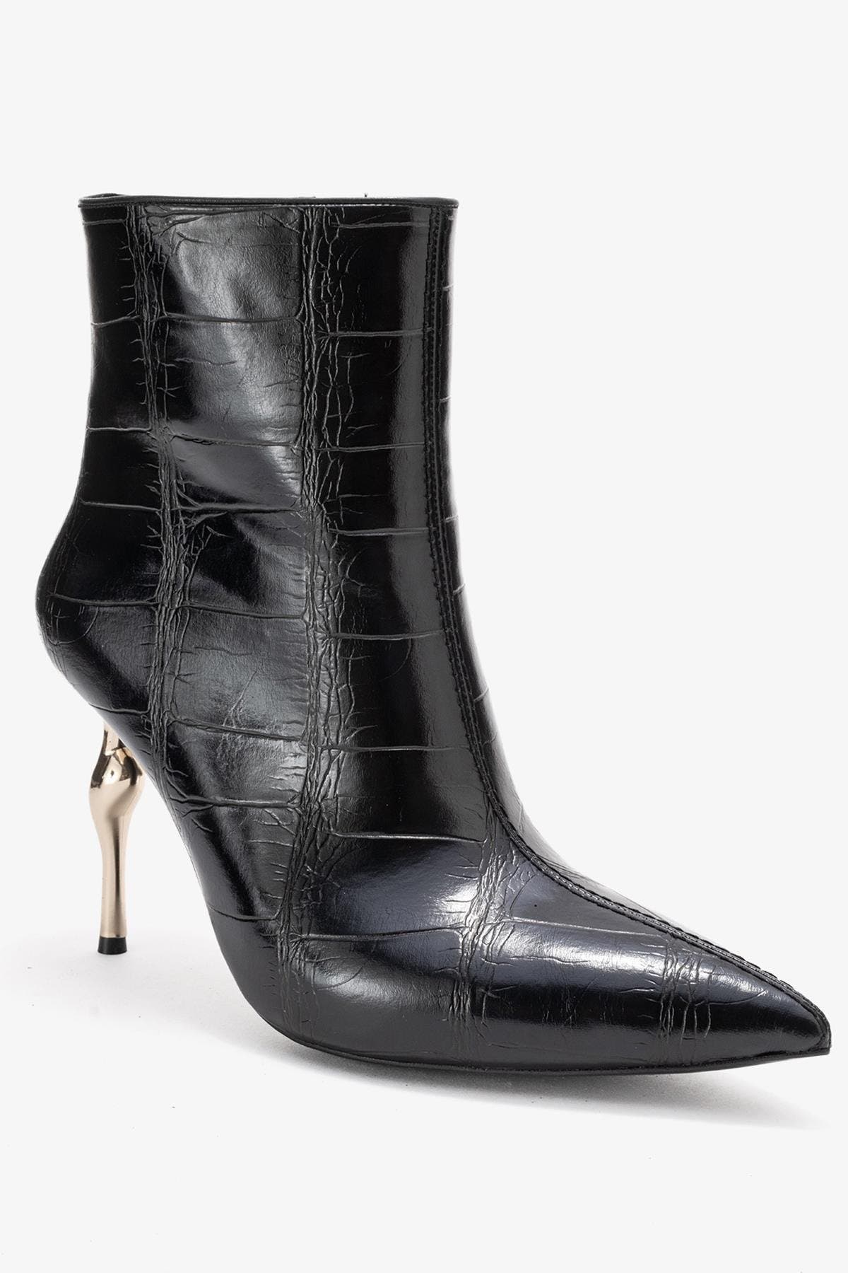 Black Print Faux Leather