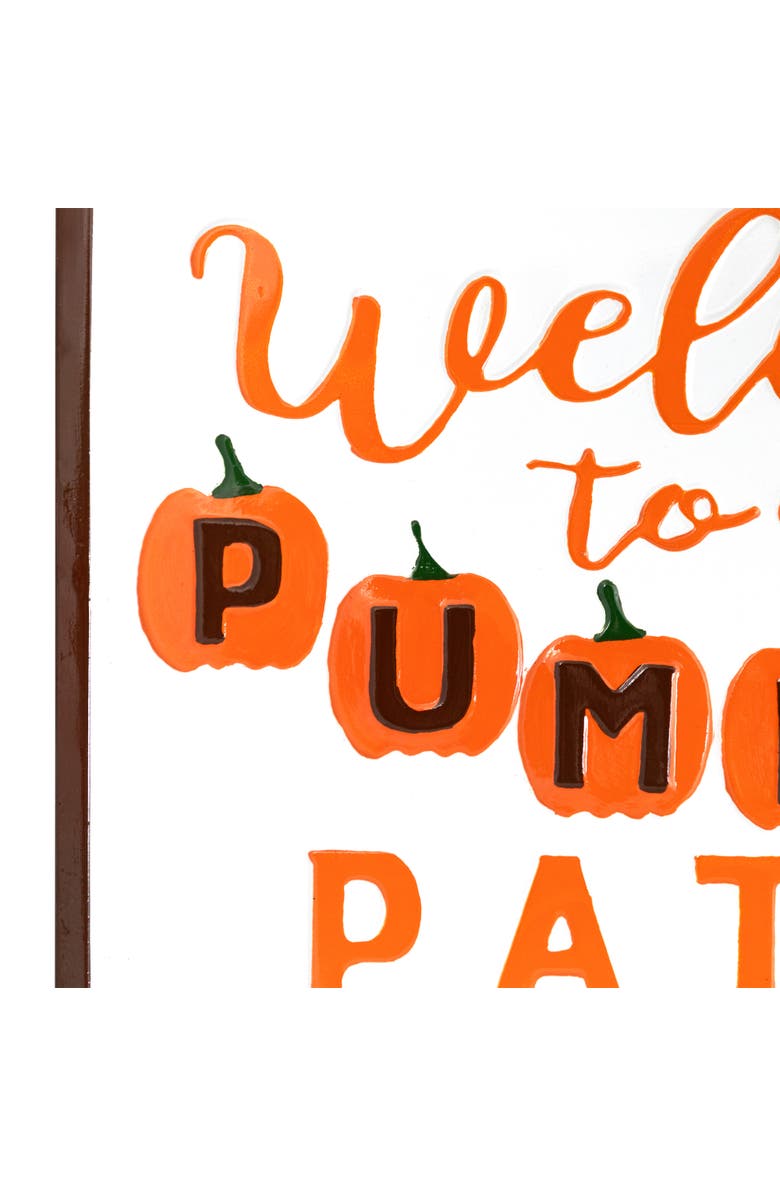 Northlight Welcome to our Pumpkin Patch Fall Harvest Embossed Metal Wall Sign - 20.25", Alternate, color, 