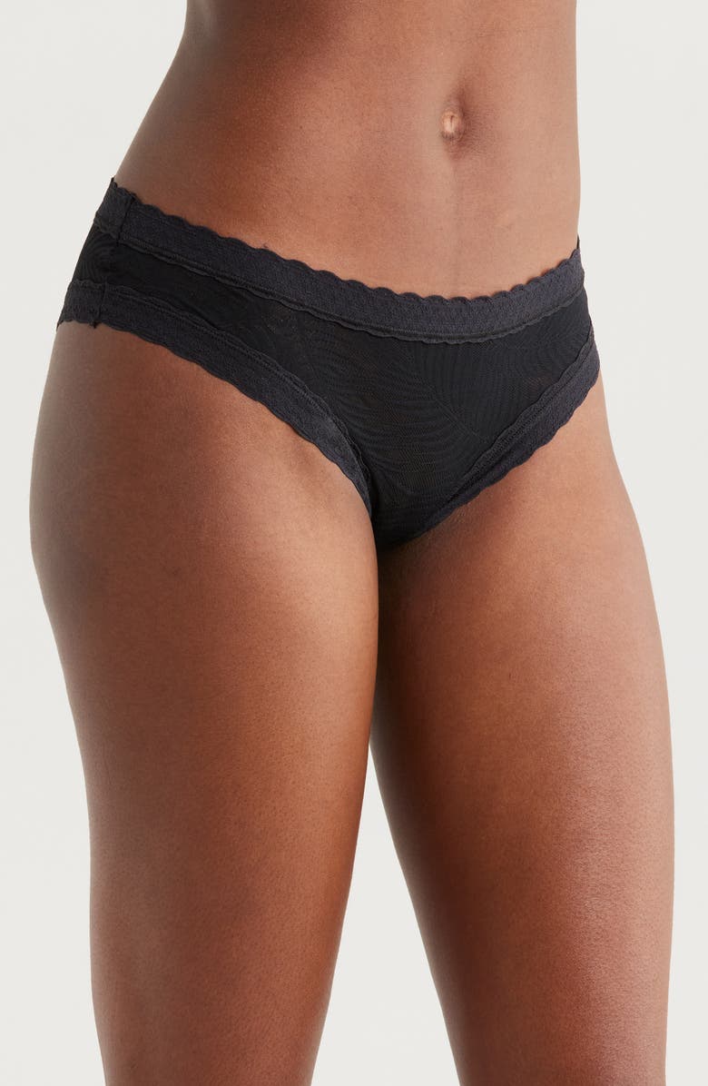 MeUndies Allover Lace Tanga, Alternate, color, Black Feather