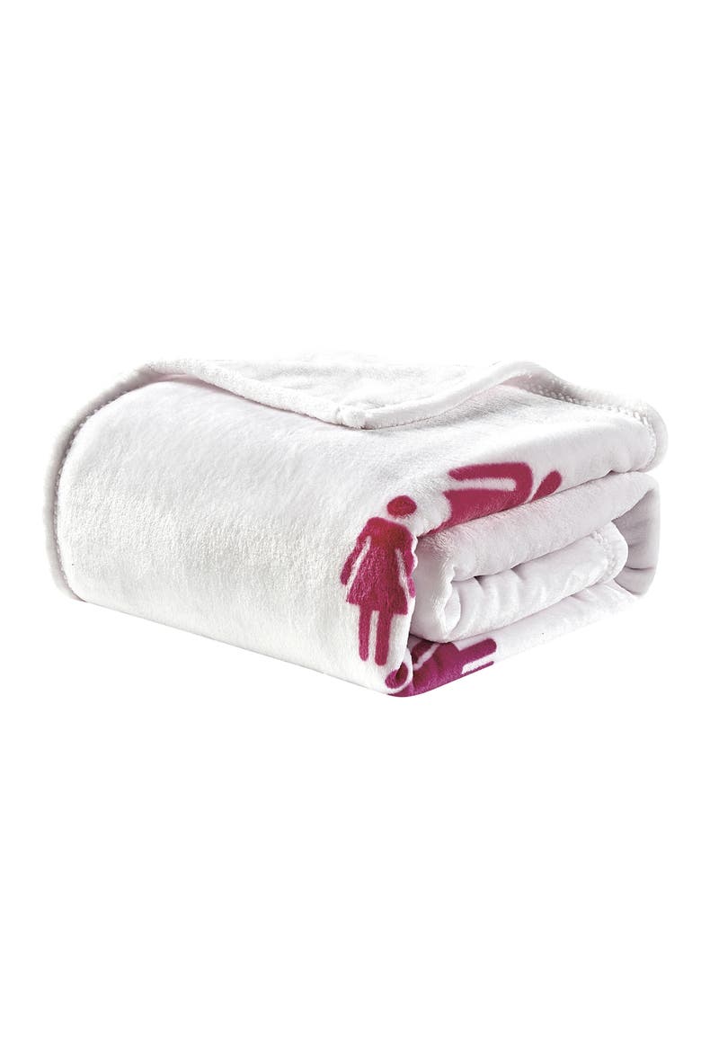 Together We Rise Reversible Faux Shearling Throw Blanket, Main, color, WHITE/ PINK MULTI