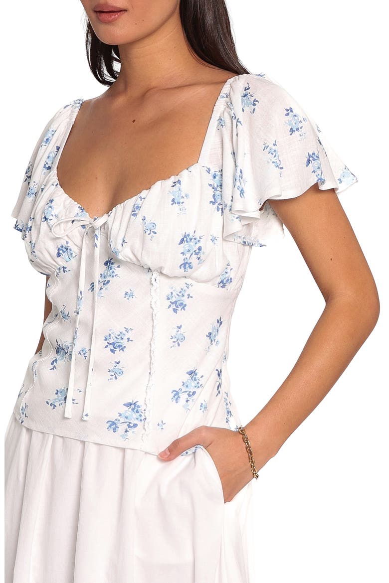 Laeriel Ditsy Floral Flutter Sleeve Top, Alternate, color, CREAM FLORAL