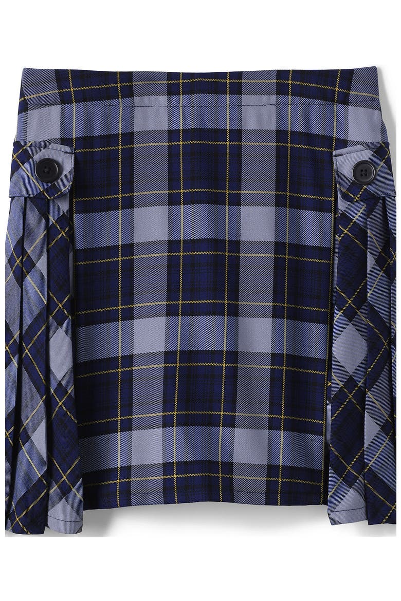 Girls Plus Side Pleat Plaid Skort Above the Knee, Alternate, color, Classic Navy Plaid