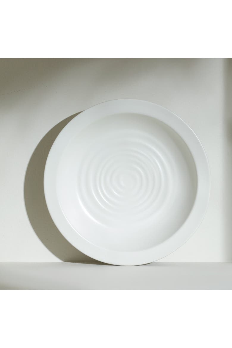 Orbit Stoneware 12-Piece Dinnerware Set with Pasta Bowls, Alternate, color, White