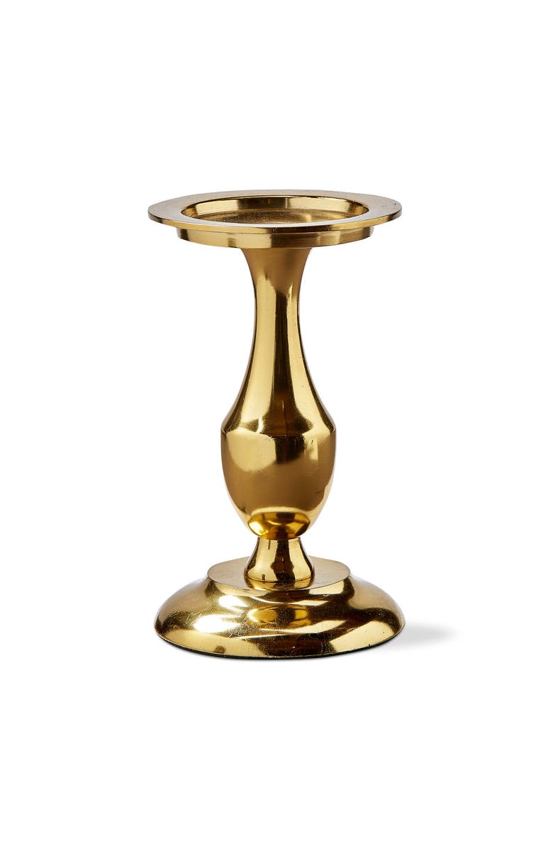 tag Gold Cast Aluminum Stella Large Pillar Candle Holder, Main, color, Yellow