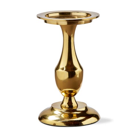 Gold Cast Aluminum Stella Large Pillar Candle Holder