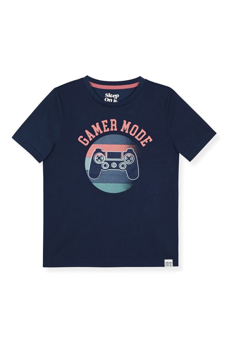 Kids' Graphic T-Shirt & Pajama Shorts Set, Alternate, color, NAVY
