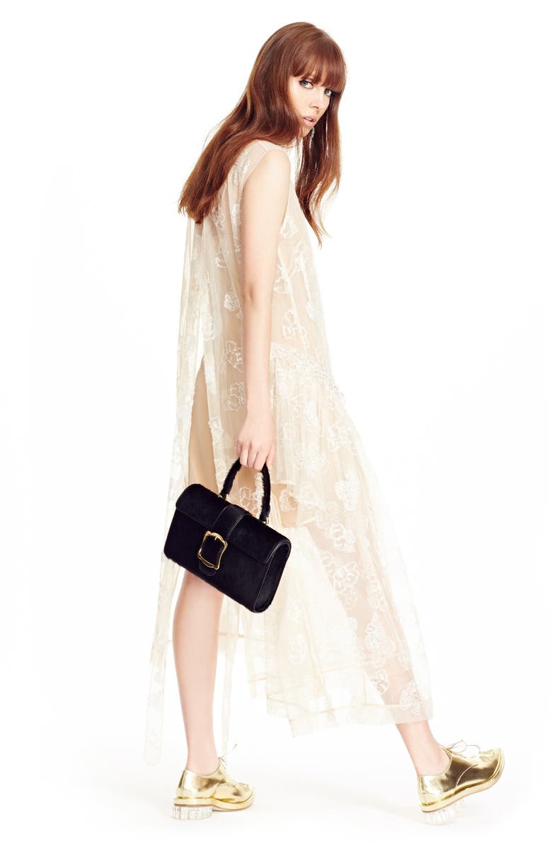 Simone Rocha Tinsel Embroidered Button Front Chiffon Dress, Alternate, color, 