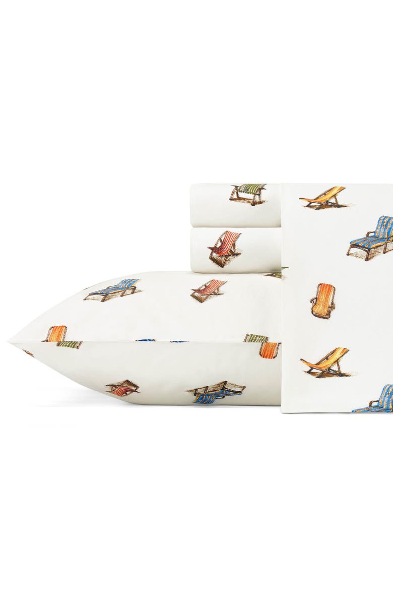 Tommy Bahama Beach Chairs 200 Thread Count Cotton Percale Sheet Set, Main, color, White