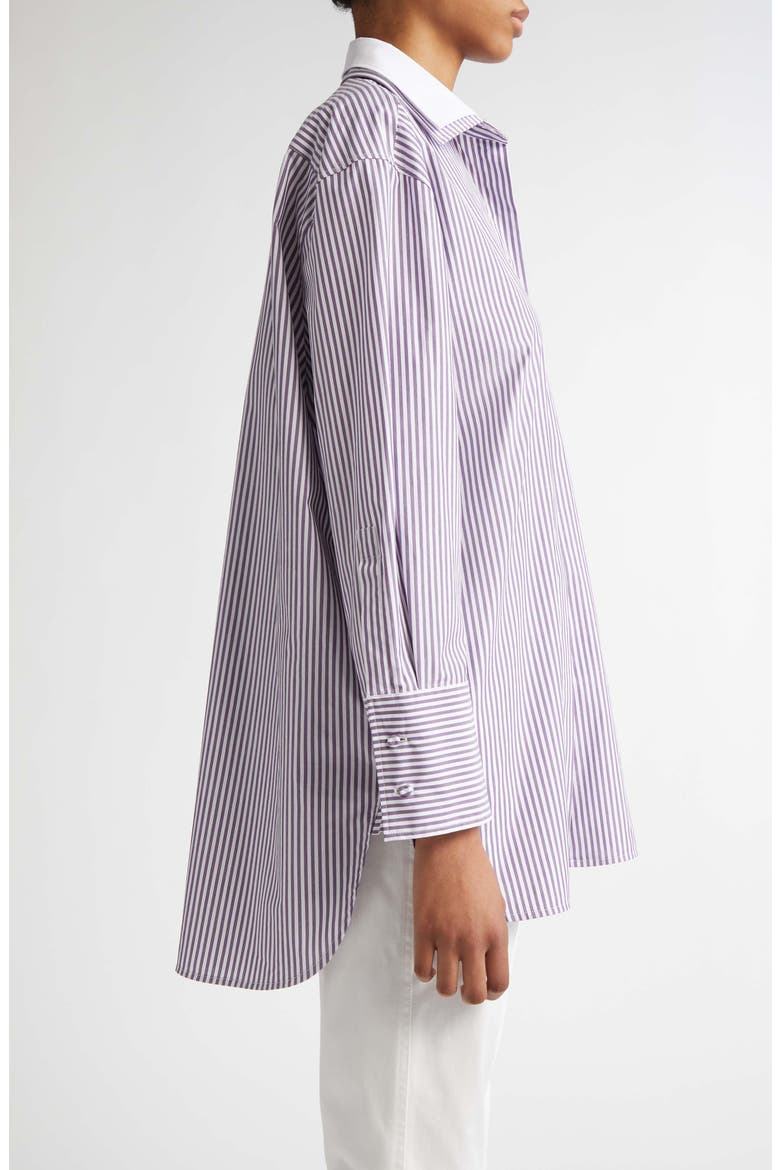 Tubinga Stripe Stretch Cotton Button-Up Shirt, Alternate, color, PURPLE