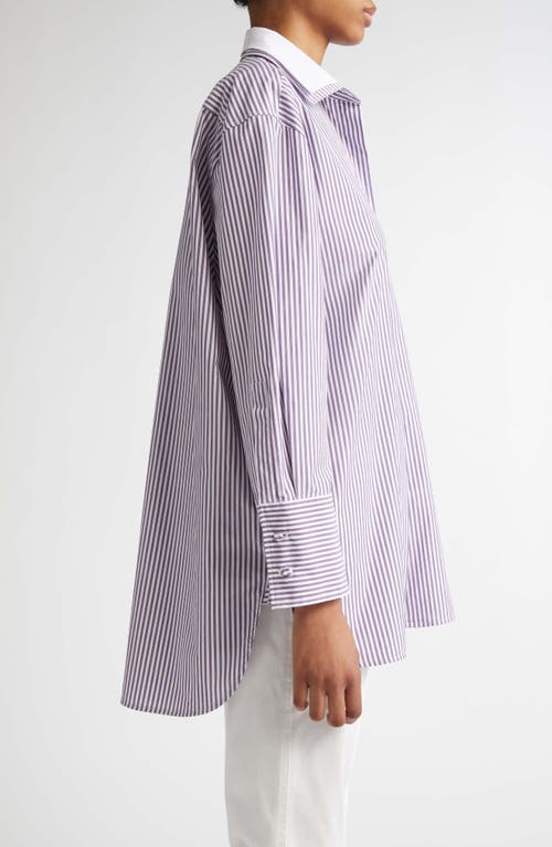 Max Mara Tubinga Stripe Stretch Cotton Button-up Shirt In Purple