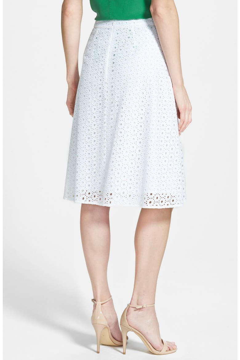 Eyelet Pleat Front Skirt, Alternate, color, WHITE