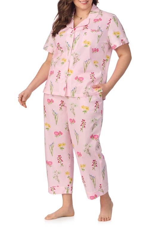Bedhead Pajamas Print Stretch Organic Cotton Jersey Crop Pajamas In Pink