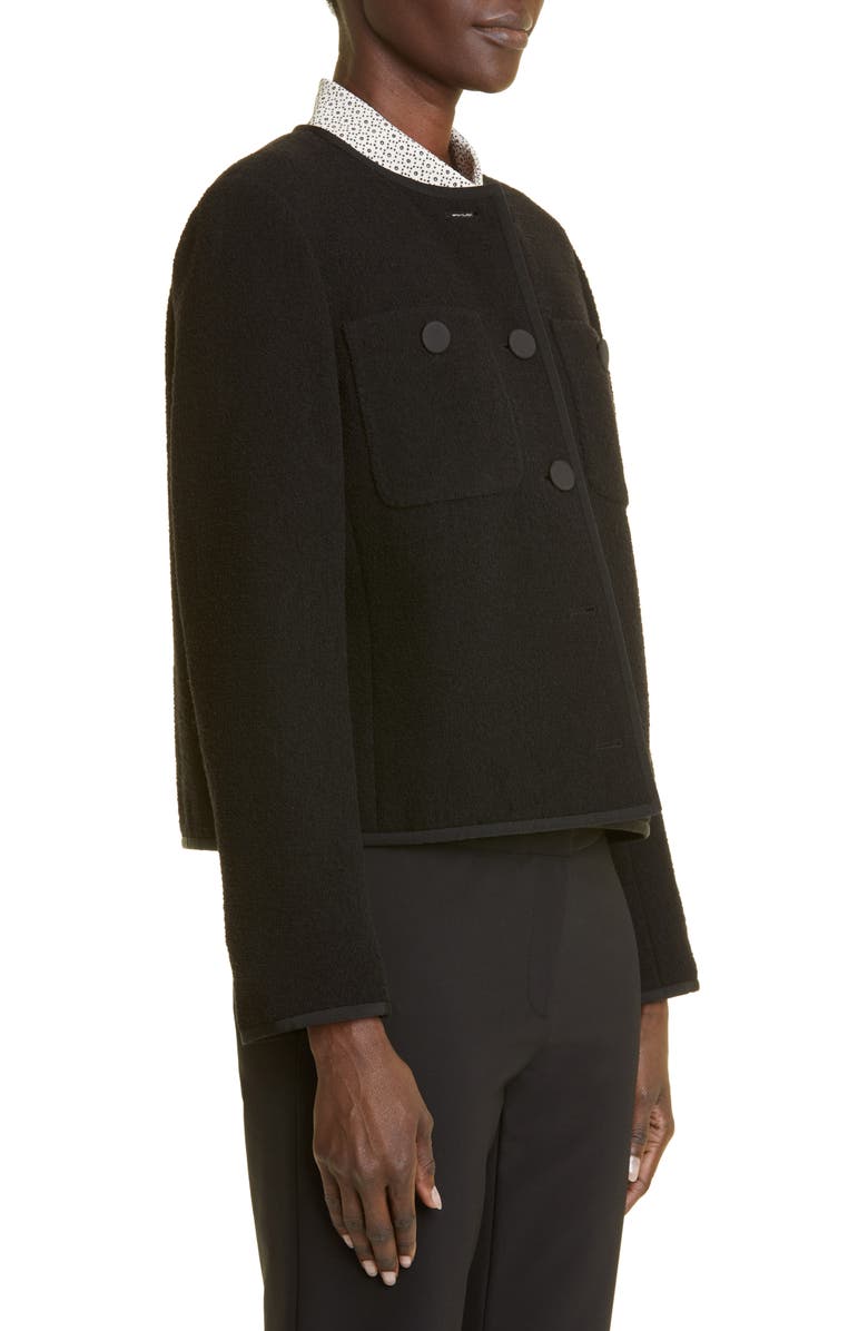 Lafayette 148 New York Crewneck Patch Pocket Wool Blend Crop Jacket, Alternate, color, 