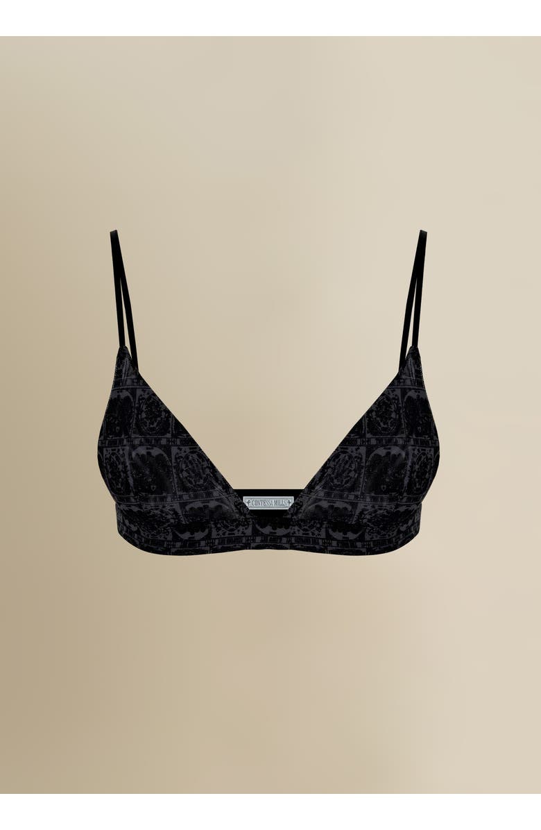 Contessa Mills Tarot Stretchy Flattering Satin-Trim Mesh Bralette, Main, color, Black