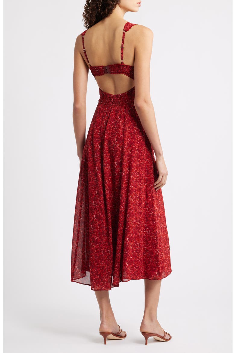 Lela Floral Print Midi Dress, Alternate, color, ROSEANNE