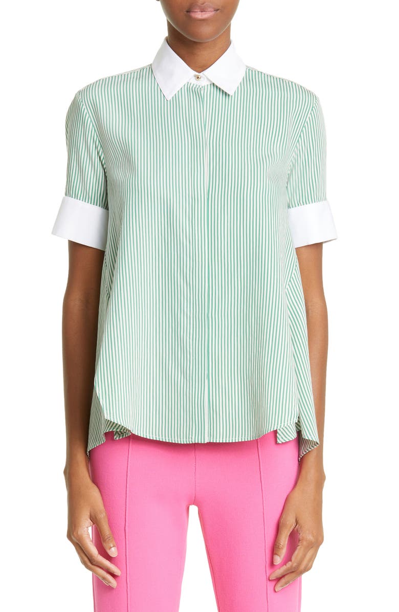 Adam Lippes Stripe Trapeze Shirt, Main, color, 