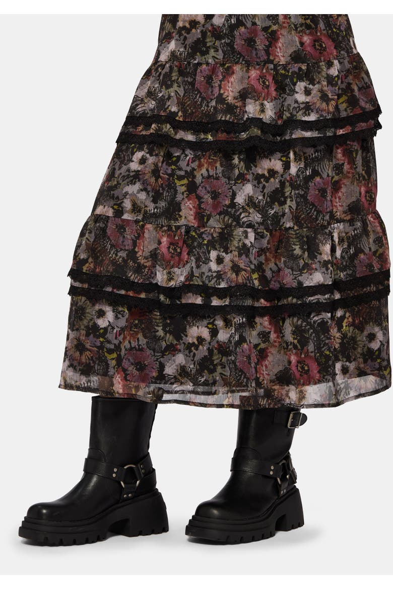 Mortua Grunge Floral Print Maxi Dress, Alternate, color, Black