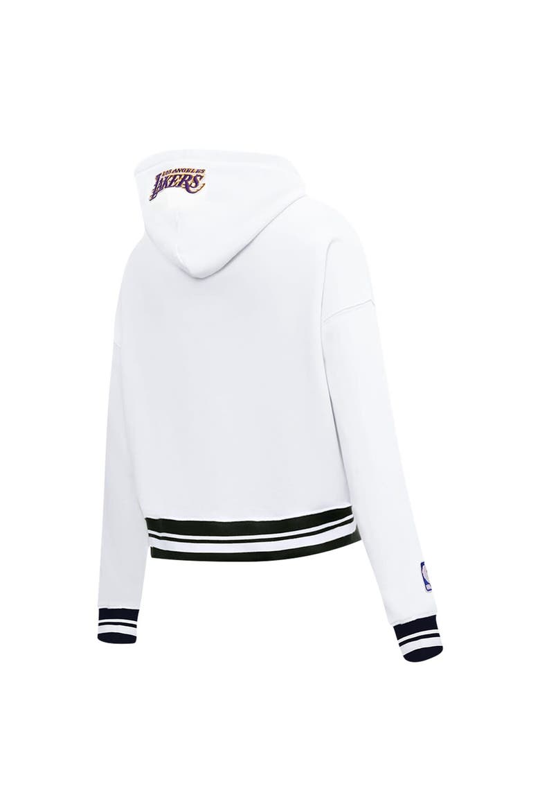 Women's Pro Standard White Los Angeles Lakers Script Tail Cropped Pullover Hoodie, Alternate, color, White