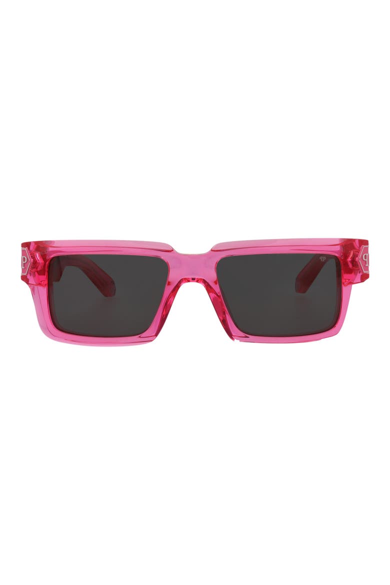 53mm Rectangular Sunglasses, Main, color, FUCHSIA SMOKE