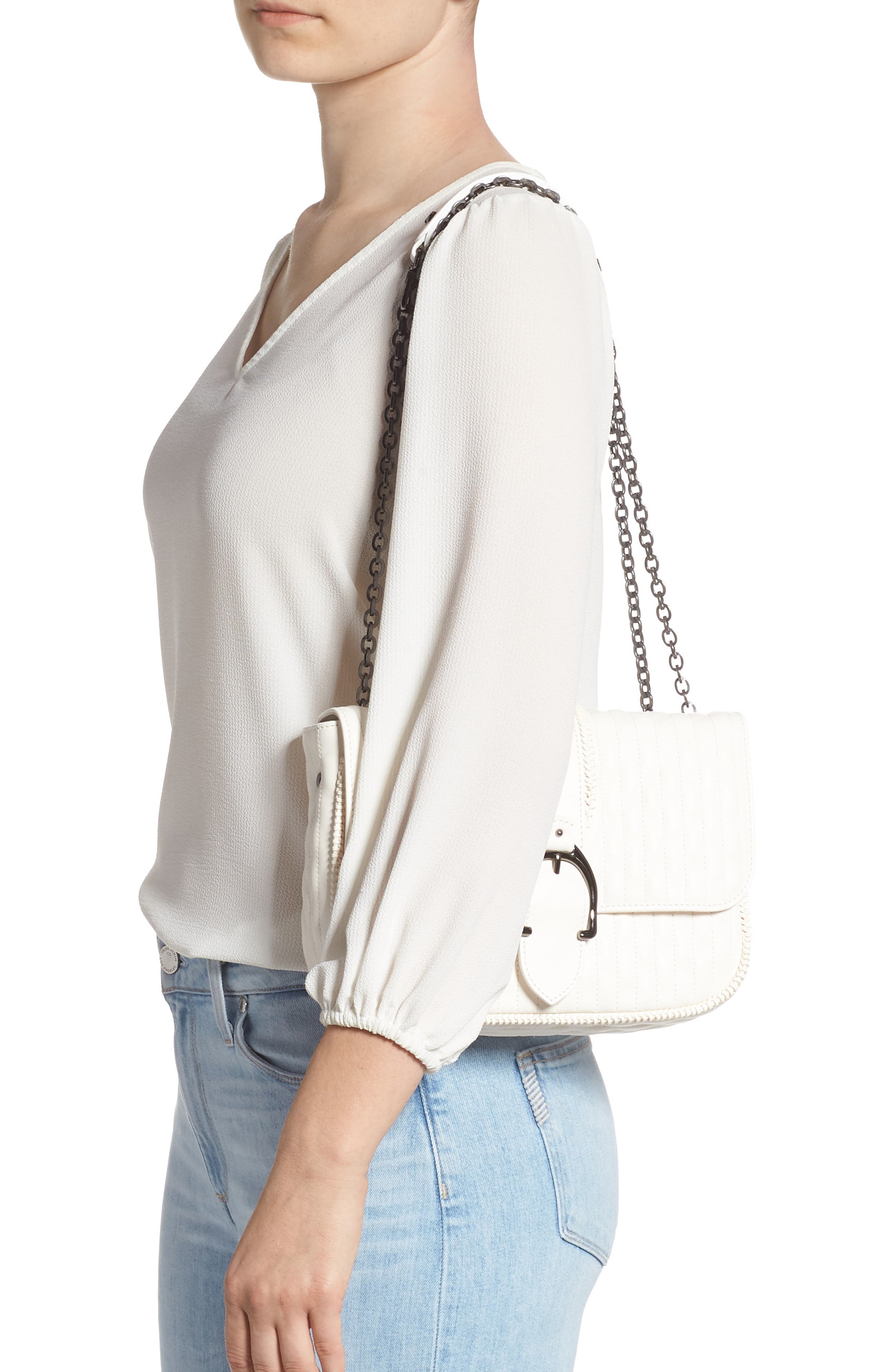 Longchamp Small Leather Crossbody Bag, Alternate, color, Ecru