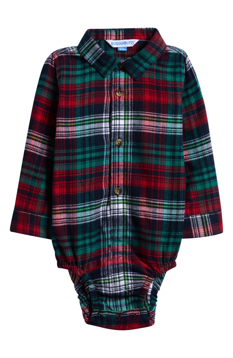 RuggedButts Christopher Plaid Cotton Bodysuit, Main, color, Navy
