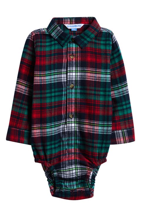 Christopher Plaid Cotton Bodysuit (Baby)