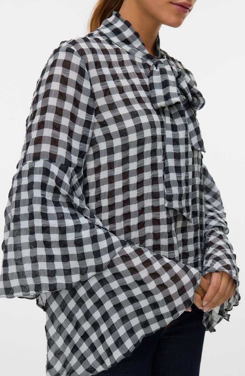 VERO MODA Sia Long Sleeve Flounce Top, Alternate, color, Black Checks Cloud D