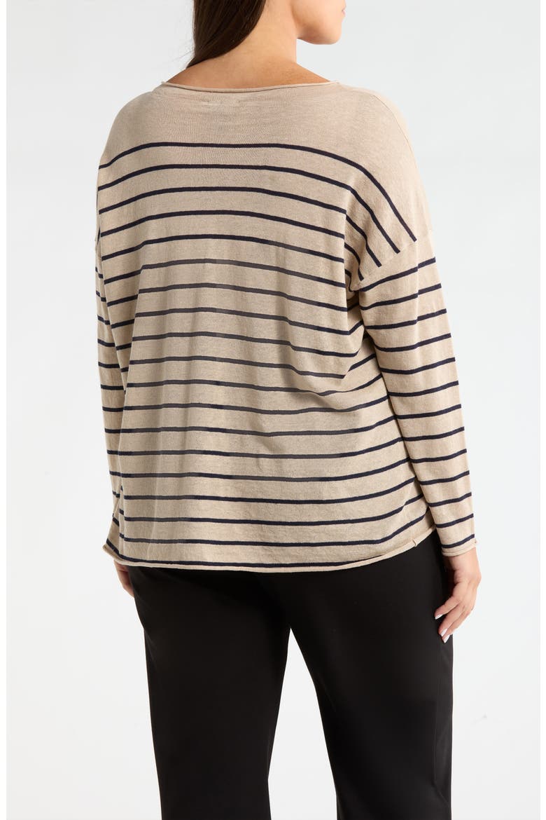 Organic Linen & Organic Cotton Crewneck Sweater, Alternate, color, INK