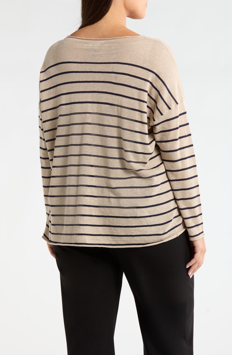 Eileen Fisher Organic Linen & Organic Cotton Crewneck Sweater, Alternate, color, Ink