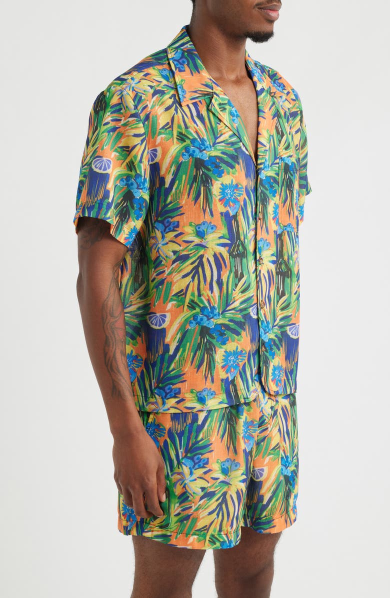 RIZORT Palm Camp Shirt, Alternate, color, Yellow