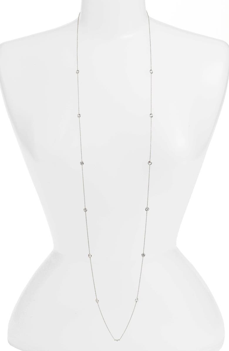 Nadri Long Bezel Station Necklace, Main, color, 