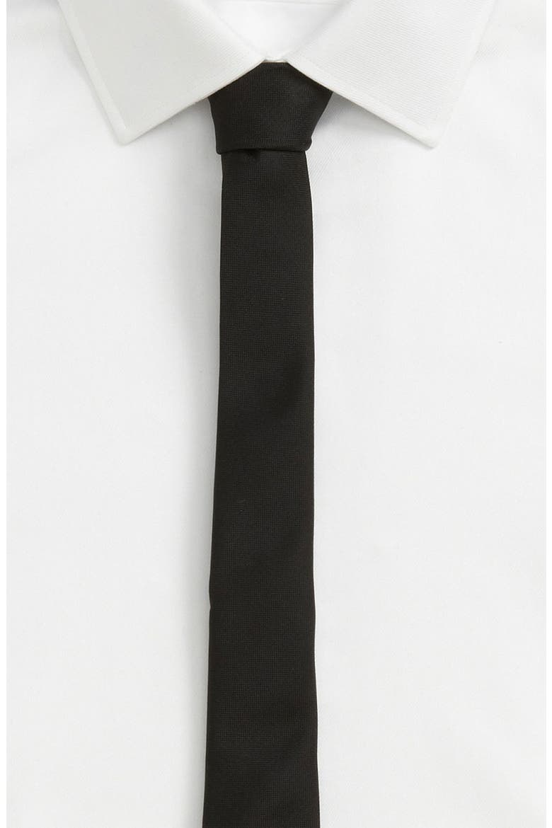 Slim Woven Tie, Alternate, color, BLACK