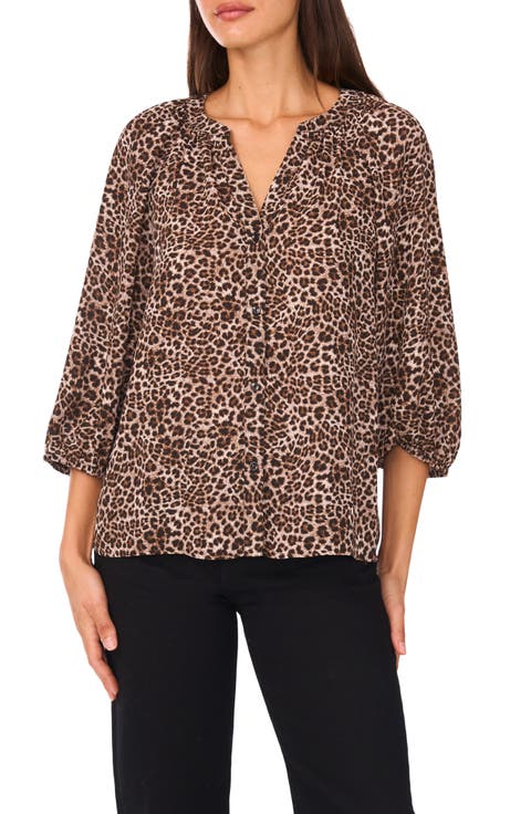 V-Neck Puff Sleeve Blouse