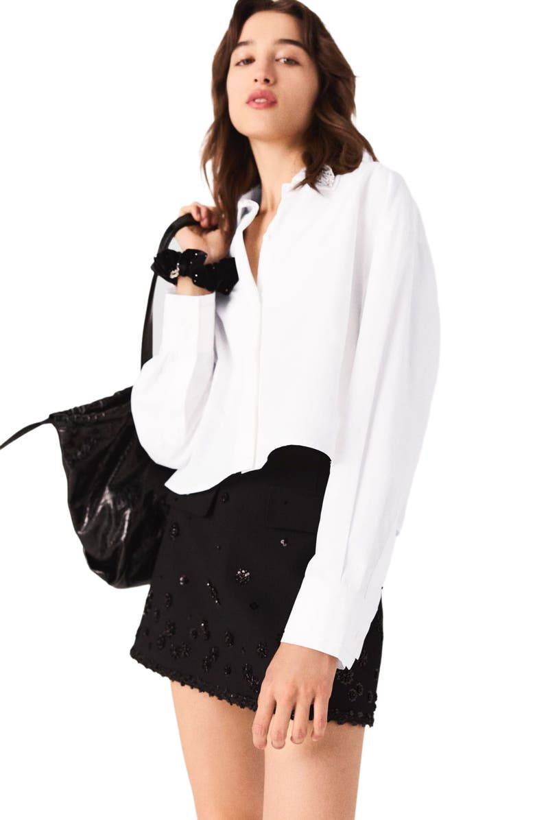 maje Embroidered skort, Alternate, color, Black